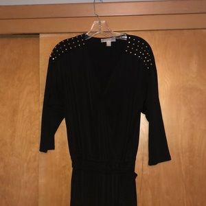 Michael Kors studded black jumpsuit with sash.